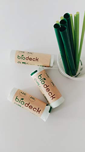 Bolsas de Basura Organica 50L 100% biodegradables y compostables Hechas en la Union Europea 30 piezas (3 rollos de 10 piezas)