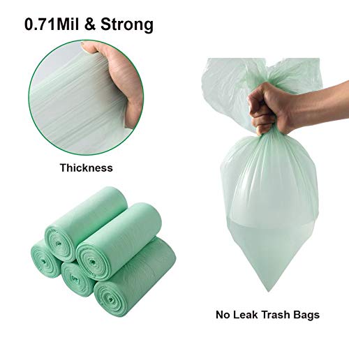 Bolsas de Basura Orgánica, Bolsas de Basura Biodegradable de 20L, AURMOO Grosor 0,71 MIL Bolsas de 100% Basura de Cocina Degradable y Reciclables. (5 Rollos, 150 Piezas, Verde)