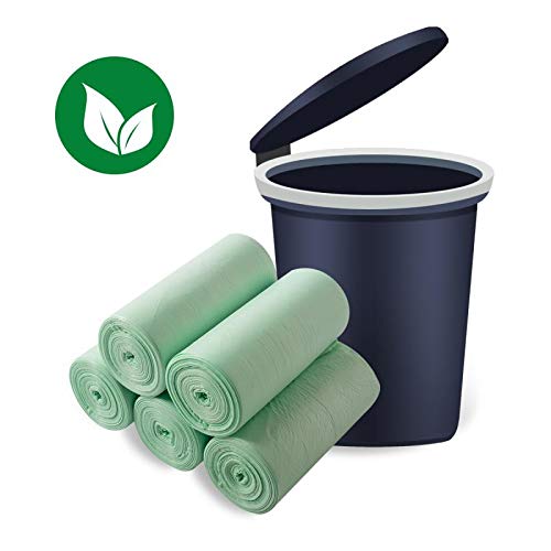 Bolsas de Basura Orgánica, Bolsas de Basura Biodegradable de 20L, AURMOO Grosor 0,71 MIL Bolsas de 100% Basura de Cocina Degradable y Reciclables. (5 Rollos, 150 Piezas, Verde)