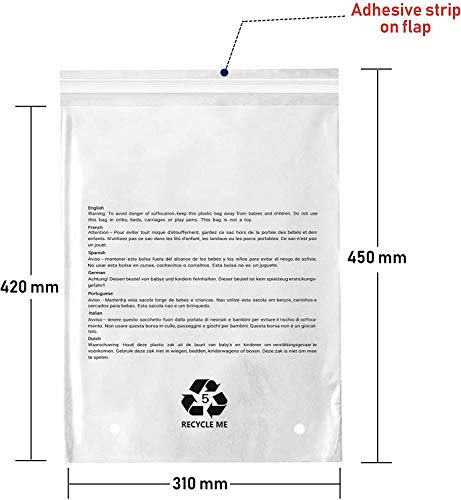 Bolsas de celofán transparentes, resellables, con cierre autoadhesivo, para envolver ropa o guardar folletos, copias, documentos o camisas, 50 unidades, tamaño A3, 420 mm x 310 mm