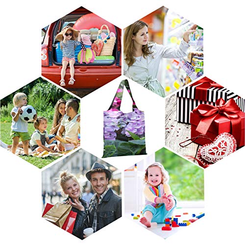 Bolsas de comestibles Bolsas plegables de color azul y rosa con flores de hortensia Bolsa de mano para herramientas Bolsa plegable para comestibles Bolsas de compras reutilizables de poliéster, lavab