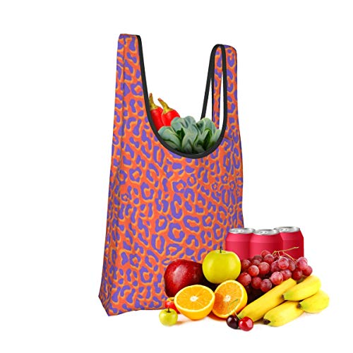 Bolsas de comestibles reutilizables plegables Bolsa de compras Eco amistosas bolsas de tela resistente al agua ligero Strong-Leopard en naranja