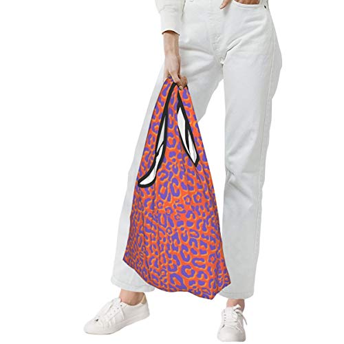 Bolsas de comestibles reutilizables plegables Bolsa de compras Eco amistosas bolsas de tela resistente al agua ligero Strong-Leopard en naranja
