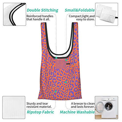 Bolsas de comestibles reutilizables plegables Bolsa de compras Eco amistosas bolsas de tela resistente al agua ligero Strong-Leopard en naranja