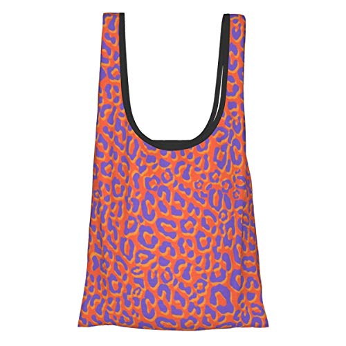 Bolsas de comestibles reutilizables plegables Bolsa de compras Eco amistosas bolsas de tela resistente al agua ligero Strong-Leopard en naranja