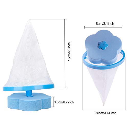 Bolsas de Filtro de Pelusa para Lavadora Bolso de Malla Flotante de Reutilizable Colector de Pelo con Forma de Flor Esponja Portátil Atrapador de Pelusas para Lavandería Azul y Rosa 4 Pack