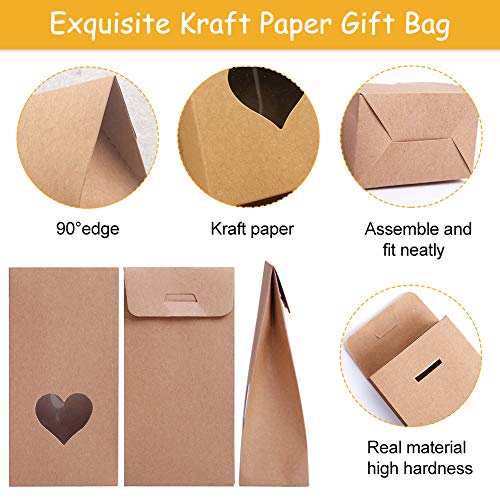 Bolsas de Papel Kraft, 24 Piezas Bolsas de Regalo Bolsas para Chuches Bolsa de Regalo de Fiesta de Cumpleaños de Papel Kraft, para Recuerdo,Golosinas, Galletas, Nueces, Chocolates