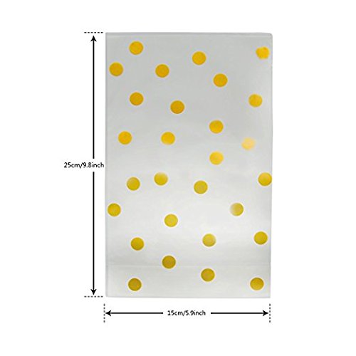 Bolsas de plástico para galletas, pasteles, chocolates, velas, envolver aperitivos, ideal para fiestas de bautizo con pegatinas, 100 unidades