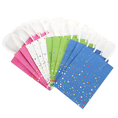 Bolsas de Regalo | Papel con Lunares De Papel con Trenzadas Asas | Originales para Personalizar y Envolver Regalos | Envoltorio para Fiestas de Cumpleaños, Halloween y Navidad (20 Piezas)
