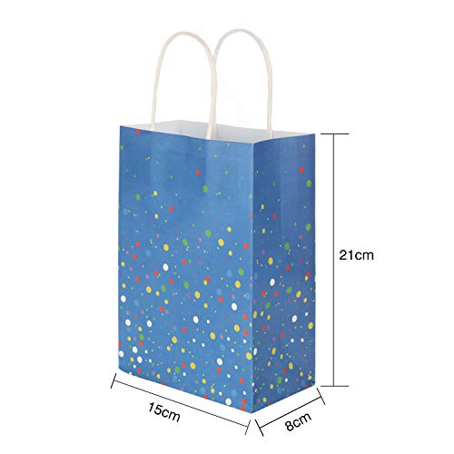 Bolsas de Regalo | Papel con Lunares De Papel con Trenzadas Asas | Originales para Personalizar y Envolver Regalos | Envoltorio para Fiestas de Cumpleaños, Halloween y Navidad (20 Piezas)