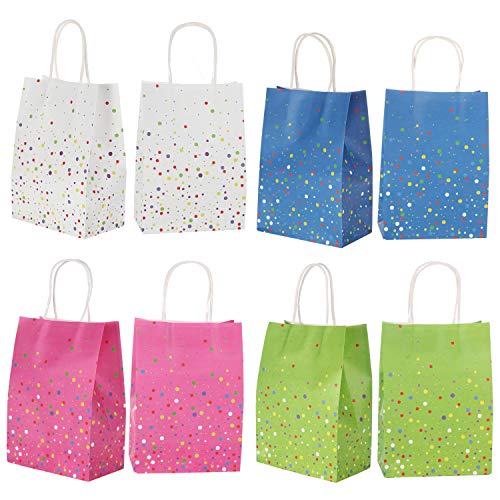 Bolsas de Regalo | Papel con Lunares De Papel con Trenzadas Asas | Originales para Personalizar y Envolver Regalos | Envoltorio para Fiestas de Cumpleaños, Halloween y Navidad (20 Piezas)