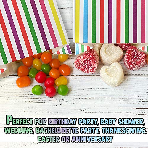 Bolsas Moji Fiestas y Regalos para Niños Paquete de 25 Bolsas Ideales para Fiestas Regalos de Cumpleaños Fiesta de Purim Detalles Actividades Escolares para Niños/Adultos Rayas Color Arcoiris