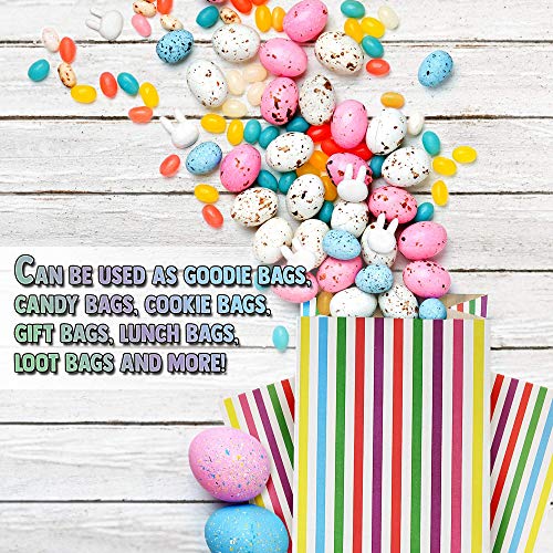 Bolsas Moji Fiestas y Regalos para Niños Paquete de 25 Bolsas Ideales para Fiestas Regalos de Cumpleaños Fiesta de Purim Detalles Actividades Escolares para Niños/Adultos Rayas Color Arcoiris