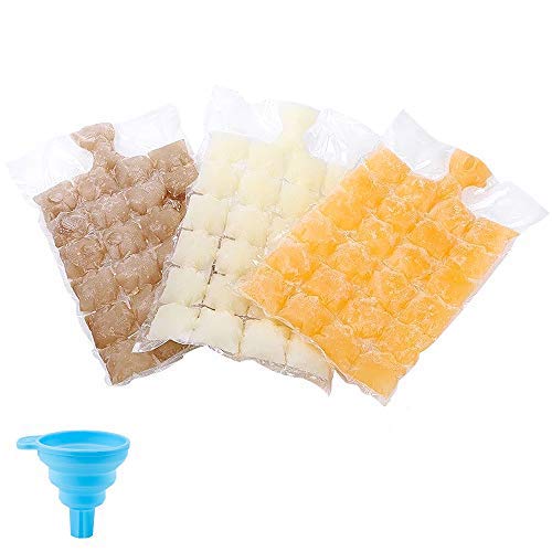 Bolsas para Cubitos Desechables, 50 PCS Bolsas para Hacer Hielo, Molde de Cubitos de Hielo Desechable Con Embudo de Silicona
