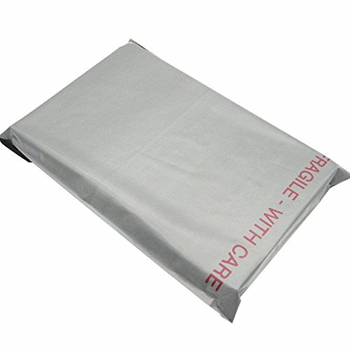 Bolsas para envíos postales de polietileno resistente, color gris con frágil rojo