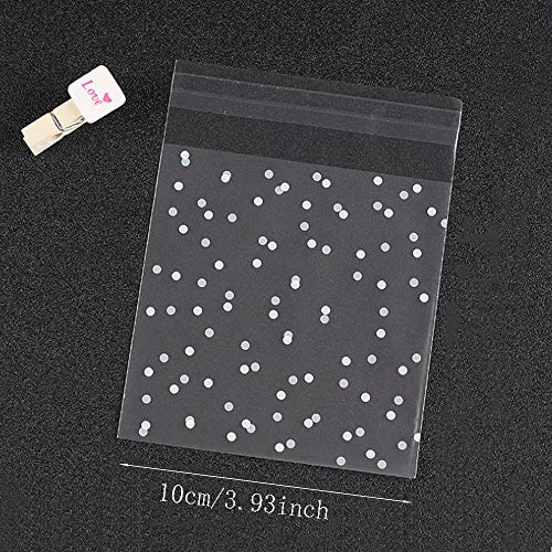 Bolsas para galletas autoadhesivas DIY Bolsas Autoadhesivas Bolsas De Lunares Blancas Transparentes Bolsas De Regalo De Fiesta Favor De Regalo Para Panadería Galletas Dulces Postre（ 200 piezas）