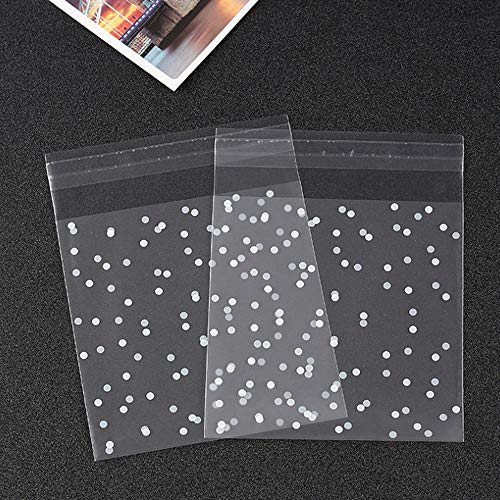 Bolsas para galletas autoadhesivas DIY Bolsas Autoadhesivas Bolsas De Lunares Blancas Transparentes Bolsas De Regalo De Fiesta Favor De Regalo Para Panadería Galletas Dulces Postre（ 200 piezas）