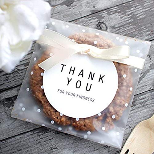 Bolsas para galletas autoadhesivas DIY Bolsas Autoadhesivas Bolsas De Lunares Blancas Transparentes Bolsas De Regalo De Fiesta Favor De Regalo Para Panadería Galletas Dulces Postre（ 200 piezas）