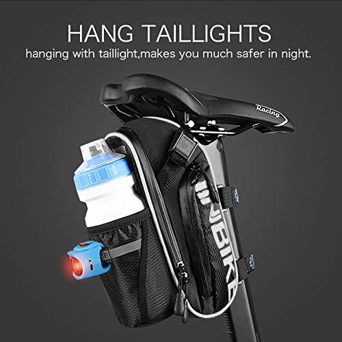 Bolsas para Sillines de Bicicletas, Accesorios de Bicicleta de Montaña Bolsa de Poliéster, Bolsillo para Botella de Bicicleta de 1.2L y Material Especial Reflectante para Bicicletas Bolsa (Gris negro)