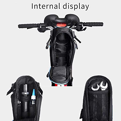 Bolsas para Sillines de Bicicletas, Accesorios de Bicicleta de Montaña Bolsa de Poliéster, Bolsillo para Botella de Bicicleta de 1.2L y Material Especial Reflectante para Bicicletas Bolsa (Gris negro)