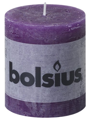 Bolsius - Vela cilíndrica de parafina, rústico, Violeta, tamaño 8 cm, 1 unidad