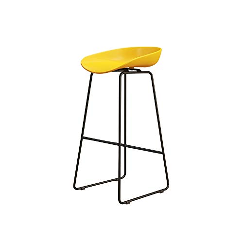 Bolso Alto Taburete de Bar Alto Banco Altura 75 cm (30 Pulgadas) Asiento de Polipropileno Amarillo Estructura de Hierro, Pintura en Aerosol Negro, Utilizado en restaurantes, Bares, cafeterías, Recep
