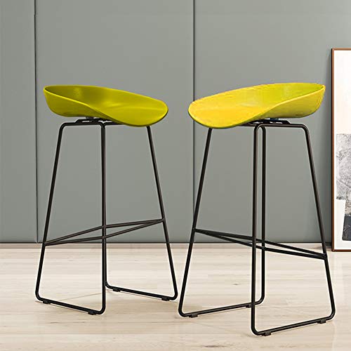 Bolso Alto Taburete de Bar Alto Banco Altura 75 cm (30 Pulgadas) Asiento de Polipropileno Amarillo Estructura de Hierro, Pintura en Aerosol Negro, Utilizado en restaurantes, Bares, cafeterías, Recep