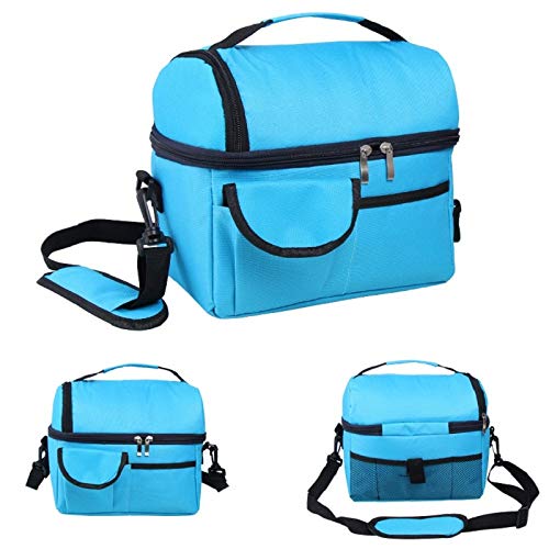 Bolso De Almuerzo Aislado,Portátil Azul Cielo, Bolsa De Almuerzo Picnic Alimentos Multifunción Impermeable Para Caso De Enfriador De Doble Capa Capacidad Multifuncional Contenedor De Almacenamiento