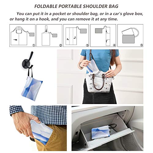 Bolso de compras divertido Bolso de hombro con flores azules y rosas de hortensias Bolsos de lona personalizados Bolsos de compras reutilizables de poliéster, lavables, duraderos y ligeros