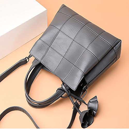 Bolso de cuero suave moda hombro mensajero bolsa señora salvaje bolso bolso grande gris claro