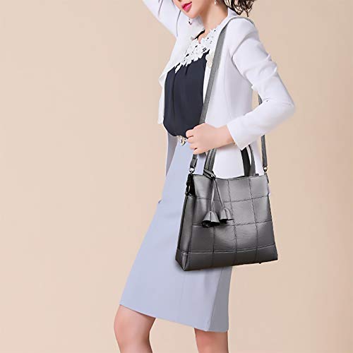 Bolso de cuero suave moda hombro mensajero bolsa señora salvaje bolso bolso grande gris claro