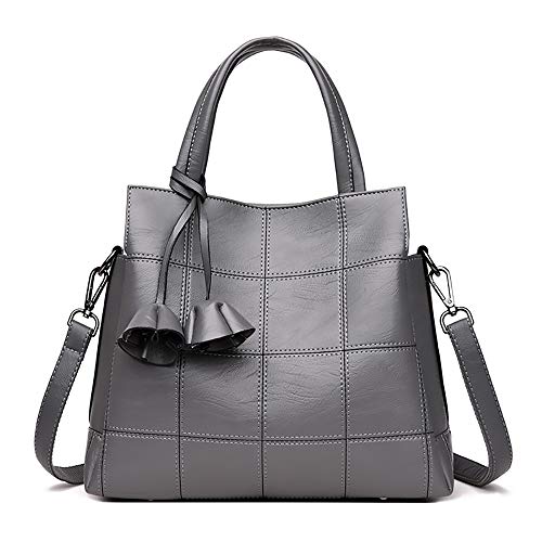 Bolso de cuero suave moda hombro mensajero bolsa señora salvaje bolso bolso grande gris claro