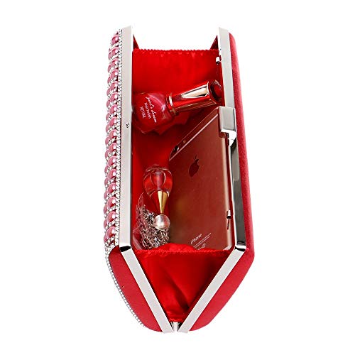 Bolso de Fiesta Noche de Moda para Mujer, Bolso de la boda del embrague de la tarde de las mujeres Rhinestone brillante perla moldeada nupcial Prom Party Vintage bolso bolso Clutches Bolsa Bandolera H