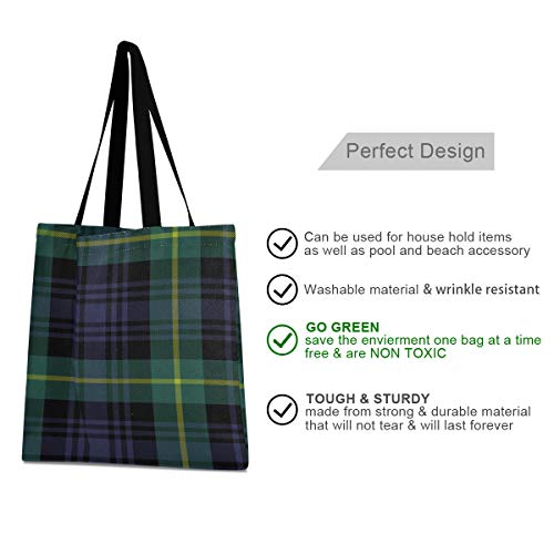 Bolso de hombro de niña de gran capacidad cuadrada Gordon Tartan Fabric Texture Plaid Bags Hombro 19.7 X 16.9in Imprimir para niñas Damas Compras Trabajo diario