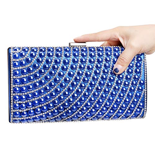 Bolso de Noche, Clutch Mujer Fiesta, Bolso de la boda del embrague de la tarde de las mujeres Rhinestone brillante perla moldeada nupcial Prom Party Vintage bolso bolso Bolso Nupcial Clásico para Boda
