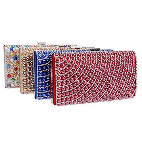 Bolso de Noche, Clutch Mujer Fiesta, Bolso de la boda del embrague de la tarde de las mujeres Rhinestone brillante perla moldeada nupcial Prom Party Vintage bolso bolso Bolso Nupcial Clásico para Boda