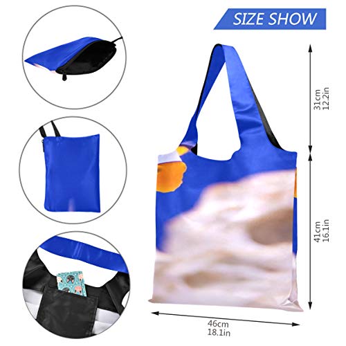 Bolso de viaje Anémona Animal Acuario Pez payaso Lona de océano marino Bolso grande de mano Bolso de hombro de moda Bolsas de compras reutilizables de poliéster, lavables, duraderas y ligeras