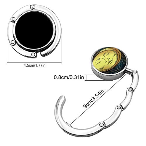 Bolso Plegable para Colgar el Bolso, Gancho, Cara, Antiguo, Dorado, Sol, Media Luna, y Estrellas, sobre Azul, Negro, Cielo, Boho, Elegante, Tatuaje, alquimia