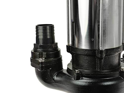 Bomba de Aguas Sucias - Bomba Sumergible con Trituradora y Flotador, Cuerpo en Níquel/Hierro Fundido - Bomba de Inmersión para Aguas Residuales - 1500W, 23 000L/h, Altura de Impulsiòn máx. 17,5m