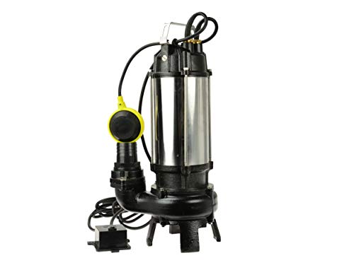 Bomba de Aguas Sucias - Bomba Sumergible con Trituradora y Flotador, Cuerpo en Níquel/Hierro Fundido - Bomba de Inmersión para Aguas Residuales - 1500W, 23 000L/h, Altura de Impulsiòn máx. 17,5m