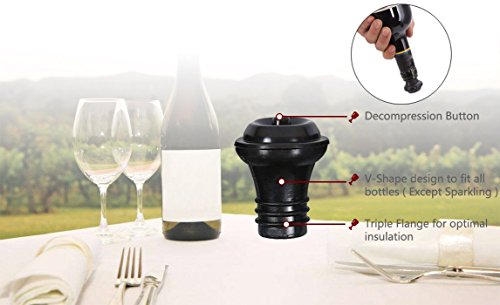 Bomba de vacío con aireador/boquilla para verter vino y 3 tapones para botella de vacío para ahorrar frescura