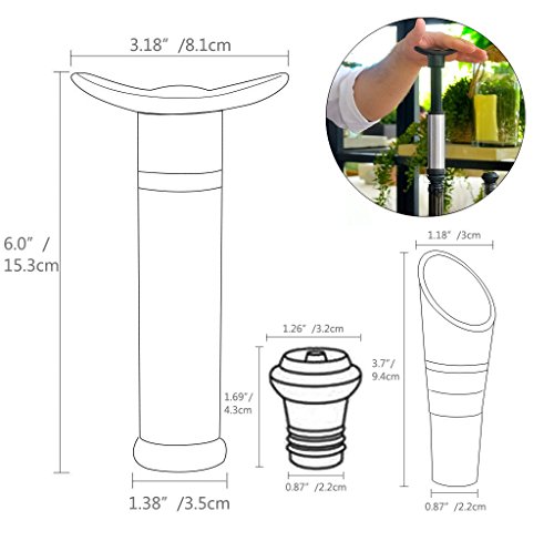 Bomba de vacío con aireador/boquilla para verter vino y 3 tapones para botella de vacío para ahorrar frescura