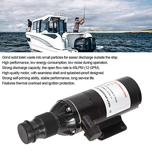 Bomba maceradora | 12V 45LPM 12GPM Bomba de Aguas residuales autocebante de bajo Ruido para Barco Marino RV Inodoro agrícola