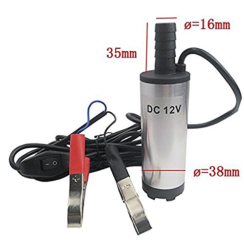 Bomba sumergible de acero inoxidable de 12 V y 38 mm para coche, camioneta, caravana o barco, bomba de agua de transferencia para aceite, combustible diésel