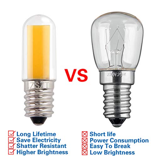 Bombillas LED E14 3W Blanco Cálido 2700K ZSZT (equivalente de bulbo del halógeno 25W) 220-240V, para frigorifico, maquina de coser, Lámpara de noche, 2…