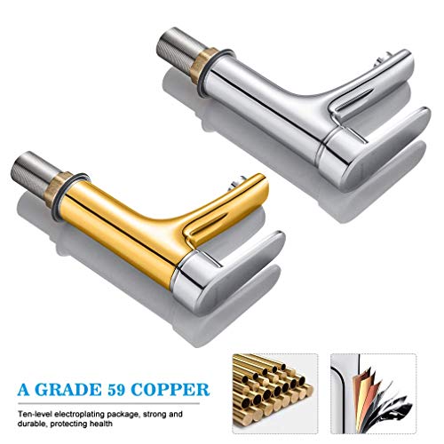 BONADE Grifo de Lavabo Monomando Grifo para Baño de Latón Cromado Grifería de Lavamanos con Cartucho Cerámico y Neoperl Aireador Mezclador de Agua Fria y Caliente Disponible