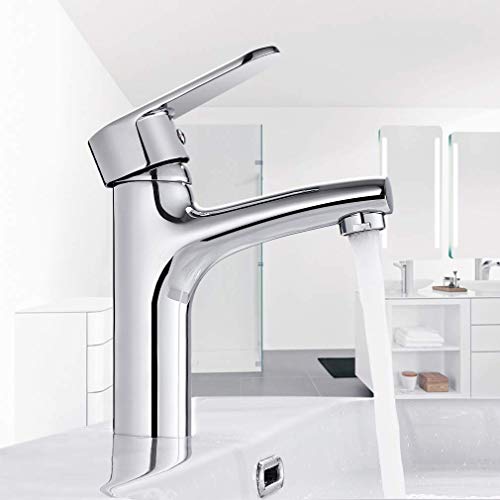 BONADE Grifo de Lavabo Monomando Grifo para Baño de Latón Cromado Grifería de Lavamanos con Cartucho Cerámico y Neoperl Aireador Mezclador de Agua Fria y Caliente Disponible