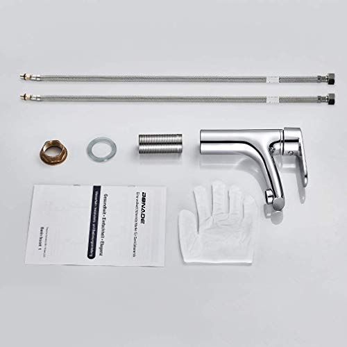 BONADE Grifo de Lavabo Monomando Grifo para Baño de Latón Cromado Grifería de Lavamanos con Cartucho Cerámico y Neoperl Aireador Mezclador de Agua Fria y Caliente Disponible