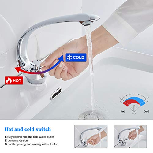 BONADE Grifo Lavabo Cromado Mezclador de Lavabo Monomando Grifería de Lavamanos de Latón Macizo con Cartucho de Cerámica para Baño, Estilo de Moderno