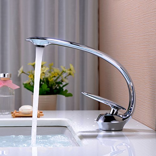 BONADE Grifo Lavabo Cromado Mezclador de Lavabo Monomando Grifería de Lavamanos de Latón Macizo con Cartucho de Cerámica para Baño, Estilo de Moderno